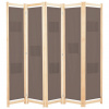 vidaXL 5-panelový paraván hnedý 200x170x4 cm látkový - Hnedá - 50719-5851