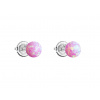 Strieborné náušnice perličky so syntetickým opálom svetlo ružové okrúhle 11246.3 pink opal
