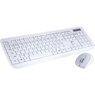 C-Tech WLKMC-01 bezdrôtový combo set, klávesnica a myš, USB, CZ/SK, biely WLKMC-01W