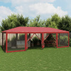 VidaXL Párty stan s 12 stenami zo sieťoviny, červený, 8x4 m, HDPE