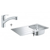 Grohe drezový set - Nerezový drez s batériou Eurosmart - komplet, nerez, chróm K 200 SET