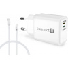 Nabíjací adaptér CONNECT IT DUPLEX 1xLightning + 1×USB-C, 20W, kábel 27W, BIELY