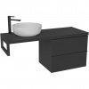 CERANO - Doska pod umývadlo Navira Pro - 121x46,5x3,6 cm - skrinka Velora 59 cm - čierna matná, čierna úchytka - konzola čierna