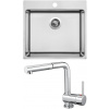 Set Sinks N104 (dřez Blocker 550 V 1 mm, kartáčovaný + baterie Mix 3 P Chrom - lesklý)