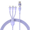 Kábel USB 3v1 Baseus Flash Series 2, USB-C + micro USB + Lightning, 100 W, 1,2 m (fialový) 6932172608767