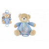 Teddies Medveď naťahovací hrací strojček s hrkálkou plyš modrý na karte v sáčku 18 cm