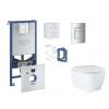 Grohe Rapid SLX Set predstenovej inštalácie, klozetu, dosky SoftClose, tlačidla Skate Cosmopolitan a súpravy na vhadzovanie tabliet, matný chróm SANI11BB2132-GR
