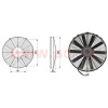 sahara univerzální 12 V, vnější průměr 382 mm, průměr vrtule 350 mm, tloušťka 52 mm, 7 A, proud vzduchu 1760 m3/h, výtlak AC 2018