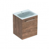 Geberit Selnova Square - Umývadlová skrinka 64x54x48 cm, s umývadlom, 1 dvierka, orech hickory 501.250.00.1