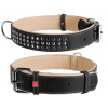 WAU DOG Plochý kožený obojok Soft čierno béžový vybíjaný Obvod krku: dĺžka: 57-71 cm, šírka: 35 mm