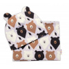 Baby Nellys Dvojvrstvová čiapka s uškami + komínček Medvede, hnedá/smotanová 80-92 (12-24m)