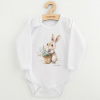 Detské body s potlačou New Baby Králiček s kvetinkami Biela 74 (6-9m)