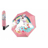 Teddies Deštník Jednorožec skládací vystřelovací látka/kov 28cm růžový v sáčku