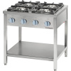 Plynový sporák 4 hořáky na otevřené podestavbě, G20(zemní plyn), 22,5kW, 800x700x850 mm | STALGAST, 979521 inox