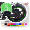 Prerušované prúžky na ráfiky v reflexnej zelenej farbe, šírka 9mm veľkosť bicykla 16-19