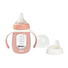 Beaba Dojčenská fľaša sklenená 2v1 210 ml so silikónovou ochranou Pink
