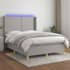 Posteľ boxsping s matracom a LED bledosivá 140x200 cm látka-ForU-3138797