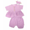 Baby Nellys 3-dielna mušelínová súpr. tunika/blúzka kraťasky čelenka lila
