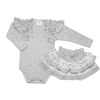 BABY NELLYS 2 dielna sada, body dl.rukáv + suknička s krajkou a volánikmi, veľ. 74, sivá 68 (3-6m)