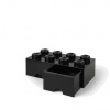 LEGO úložný box 8 s šuplíkmi - čierna