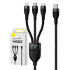 Kábel USB 3v1 Baseus Flash Series 2, USB-C + micro USB + Lightning, 100 W, 1,5 m (čierny) 25247