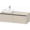 DURAVIT Ketho 2 závesná skrinka pod umývadlo na dosku (umývadlo vľavo), 2 zásuvky, 1400 x 550 x 459 mm, taupe super matná, K24888L83830000