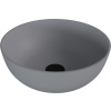 Polysan BANERA ROUND umývadlo na dosku, liaty mramor, priemer 39cm, šedá mat, 14337.31