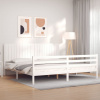zahrada-XL Posteľný rám s čelom biely 200x200 cm masívne drevo 3194787