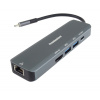 Adaptér PremiumCord USB-C na HDMI + 2x USB3.2 + PD 100W+ RJ45 10/100/1000Mbps
