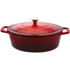 ELO Pekáč s pokrievkou 33 × 25 cm, liatinový, červený, hlboký, oválny ELO 30733