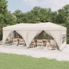 Skladací párty stan s bočnými stenami krémový 3x6 m-ForU-93543