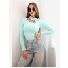 Kesi Włoski Dámske body blúzka s dlhým rukávom a asymetrickým výstrihom mäta