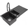 MEXEN - Andres granitový drez s odkvapkávačom vrátane batérie Aster, čierna kropenatá 6515-76-73450-07