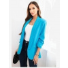 Kesi Włoski Dámska sako bez zapínania s podšívkou S/M tyrkysová