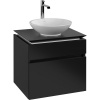 VILLEROY & BOCH Legato závesná skrinka pod umývadlo na dosku (umývadlo v strede), 2 zásuvky, 600 x 500 x 550 mm, Black Matt Lacquer, B56800PD