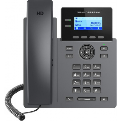 GRANDSTREA Grandstream GRP2602G SIP telefon, 2,21" LCD podsv. displej, 4 SIP účty, 2x1Gbit port, PoE PR1-GRP2602G