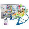 LEAN TOYS Detské hojdacie vibračné kreslo 2v1 modré so zebrou