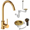 Kuchynská batéria - Beta zlatá kuchynská batéria + zlatý sifón (Kuchynská batéria - Beta zlatá kuchynská batéria + zlatý sifón)