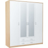 Casarredo VIKA 4D 4-dverová skriňa so zrkadlom, dub sonoma/biela