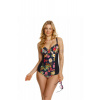 Dámske jednodielne plavky Procida 194659 Black with Flowers Mix - Lupo Line 75I černá s květy