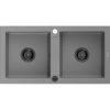 Mexen Mario, granitový drez 820x436x161 mm, 2-komorový, šedá s čiernym sifónom, 6504822000-71-B