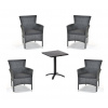IWHome Jídelní set REUS antracit + 4x křeslo BARCELONA antracit s poduškou IWH-10150036