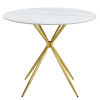 Kondela Jedálenský stôl, okrúhly 90cm, keramika, biely, zlatý, MEKNER