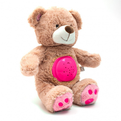 Plyšový zaspávačik medvedík s projektorom Baby Mix ružový Farba: Ružová