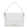 Dámska trojpriehradková kožená kabelka cez rameno biela 100-4E-811-0