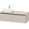 DURAVIT Ketho 2 závesná skrinka pod umývadlo na dosku (umývadlo vľavo), 2 zásuvky, 1400 x 550 x 459 mm, taupe matná, K24888L91910000