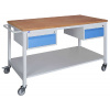 RUDETA s.r.o. Pojazdný montážny stôl 120x80 cm s 2 kontajnermi Z1, buková preglejka