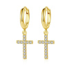 GRACE Silver Jewellery Stříbrné náušnice Zlatý Kříž - stříbro 925/1000 E-A-64-09(1)/208 Zlatá