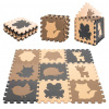 Pěnové puzzle na zem s lesními zvířátky 30 x 30 cm, 9 ks, béžovo-hnědo-černá (921078)
