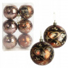 Sada 6 plastových ozdôb na stromček, 8 cm, hnedá farba VIANOČNÉ GULE NA STROMČEK